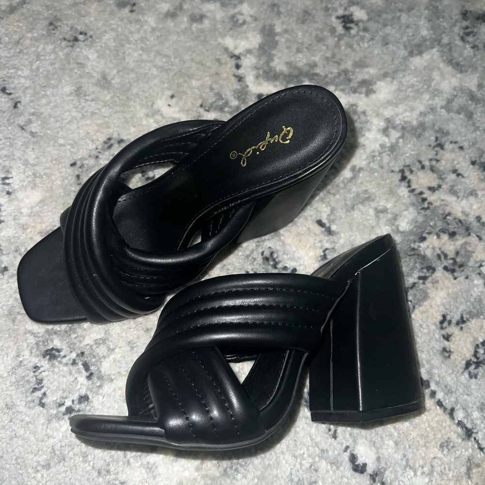 Black crossover heels
